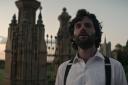 Penn Badgley as Joe Goldberg in episode 5 of You. Here he is pictured outside Knebworth House.