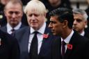 Former prime minister Boris Johnson and Prime Minister Rishi Sunak during the Remembrance Sunday service (Aaron Chown/PA)