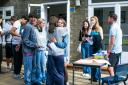 Students at St Christopher School in Letchworth celebrate after receiving their 2023 GCSE results.