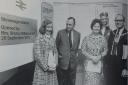 Shirley Williams, Stevenage's MP in 1973; W. O. Reynolds, general manager for British Rail Eastern Region; Cllr Hilda Lawrence; and Cllr Stan Munden, mayor of Stevenage Urban District Council.