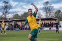 Layne Eadie celebrates his goal for Hitchin Town against Stamford. Picture: PETER ELSE