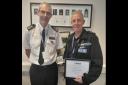 Chief Constable Charlie Hall made a presentation to Inspector John Nelms.