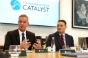 Peter Kyle (left) and Wes Streeting (right) at Stevenage Bioscience Catalyst.