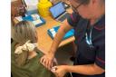 Claire Nicholl, pictured, was one of the pregnant women to be vaccinated today against respiratory syncytial virus by North Cumbria Integrated Care