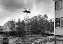 Stevenage town centre being constructed in 1958