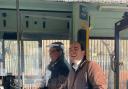 Bus minister Richard Holden at Arriva's depot in Stevenage