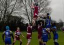 Frazer McGown claims a line-out for Hitchin in the win over Enfield. Picture: MARTIN WIGGINS