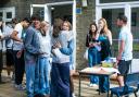 Students at St Christopher School in Letchworth celebrate after receiving their 2023 GCSE results.