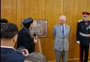 King Charles III unveiled a plaque during his visit to Stevenage.