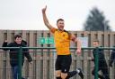James Peters celebrates the opening goal for Stotfold against Biggleswade. Picture: PETER SHORT