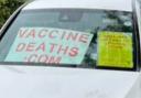 A car in Letchworth has been displaying anti-vaccination messages.
