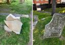 Gravestones at St Mary's Church in Baldock were damaged during the incident.