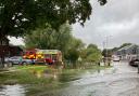 Firefighters have been pumping water away from homes in Hitchin's Woolgrove Road.