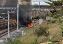 Herts Fire and Rescue Service was called at 12:25pm today to reports of a fire on a railway embankment off London Road, Stevenage.