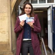 Anni Sander - local Green Party member and leader of Plastic Free Hitchin - outside Hitchin Town Hall yesterday. Picture: Jacob Savill