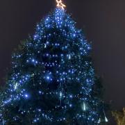 The Christmas lights in Stevenage town centre were switched on 'quietly but safely' due to high winds