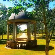 The Temple and Gardens at Harwood Park Crematorium on the outskirts Stevenage. The crematorium opened in 1997 under John Austin - Claire's father