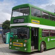 A preserved Stevenage Bus in the town centre