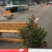 The parking area outside Wetherspoon in Stevenage High Street has been turned into a public seating zone.