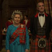 Imelda Staunton as Queen Elizabeth II and Jonathan Pryce as Prince Philip, Duke of Edinburgh in The Crown, Season 5.