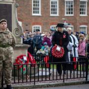 Stevenage Borough Council leader Sharon Taylor laying a wreath at last year's service