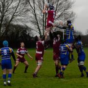 Frazer McGown claims a line-out for Hitchin in the win over Enfield. Picture: MARTIN WIGGINS