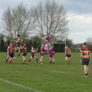 Nick Panton secures a line-out for Hitchin against Ashford. Picture: MARTIN WIGGINS