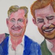 A caricature of Piers Morgan and Prince Harry by Tony Faulkner