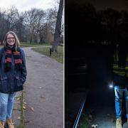 Jennifer Huygen (pictured, both) is campaigning for better lighting in Stevenage's Fairlands Valley Park