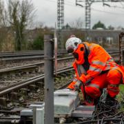 Engineers working on the ECDP between Welwyn and Hitchin.