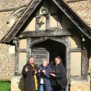 Cherry Carter (centre) with vicar Ginni Dear (right) and curate Tricia Reed