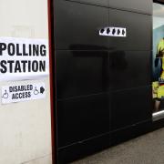 A polling station at Watford FC, Vicarage.