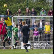 Hitchin Town put pressure on the Halesowen goal. Picture: PETER ELSE