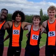The 4x100m record breakers from Stevenage & North Herts Athletics Club. Picture: SNHAC