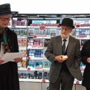 The Bloomsday morning stroll stopped off at Boots in Letchworth