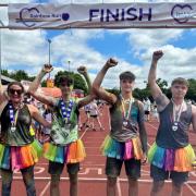 Emma Gunn took part in the Rainbow Run with her triplet sons Seb, Jack and Milo.