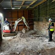 Officers from the Met Police have been searching this barn at a farm in Hertfordshire.