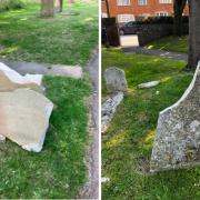 Gravestones at St Mary's Church in Baldock were damaged during the incident.