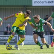 Rio Deall got the Hitchin Town goal against Bromsgrove Sporting. Picture: PETER ELSE