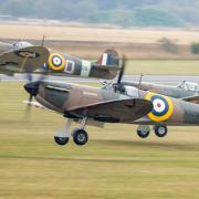 IWM’s Mk. I Spitfire N3200 gets ready to take off at the 2023 IWM Duxford Battle of Britain Air Show