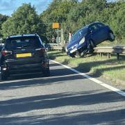 The car on the A505 Baldock by-pass near Odsey