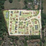 A site map of the planned development of new homes in St Ippolyts.