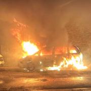 Several vehicles were set on fire in Stevenage.