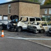 Cars destroyed by the blaze in Canterbury Way.