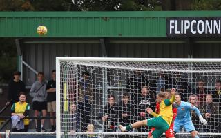 Jack Snelus sends an effort over the top in the FA Cup match with Kettering. Picture: PETER SHORT