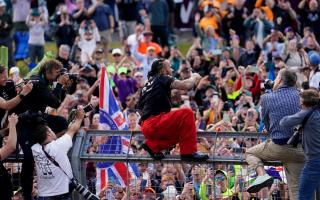 Lewis Hamilton celebrates his British Grand Prix triumph