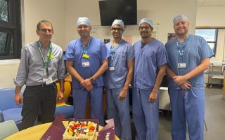 Professor Nikhil Vasdev (second left) with colleagues at Lister Hospital in Stevenage.