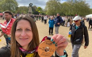 Laura Fairbanks of North Herts Road Runners with her London Marathon medal. Picture: NHRR