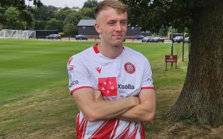 Eli King shows off his new Stevenage threads.