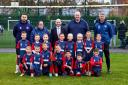 Andrew Taylor (DWH) with the players and coaching staff at Birchwood Juniors FC